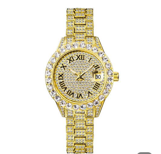 Irreplaceable Gold Stainless Steel Iced Out Watch